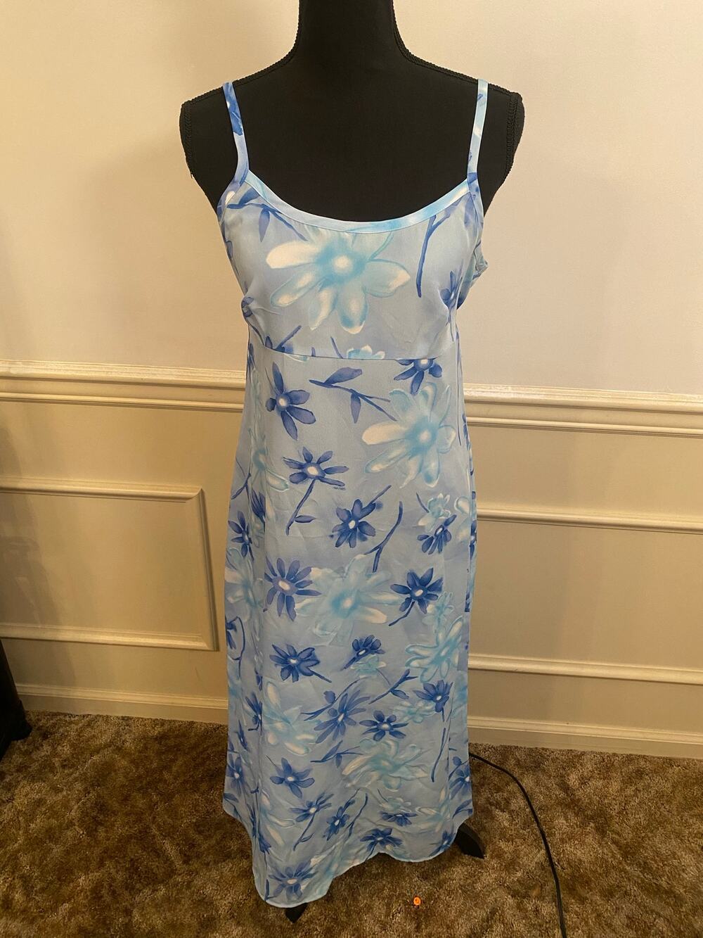 Vintage Y2K California Concepts Maxi Dress Baby Blue Floral Fairy Sheer